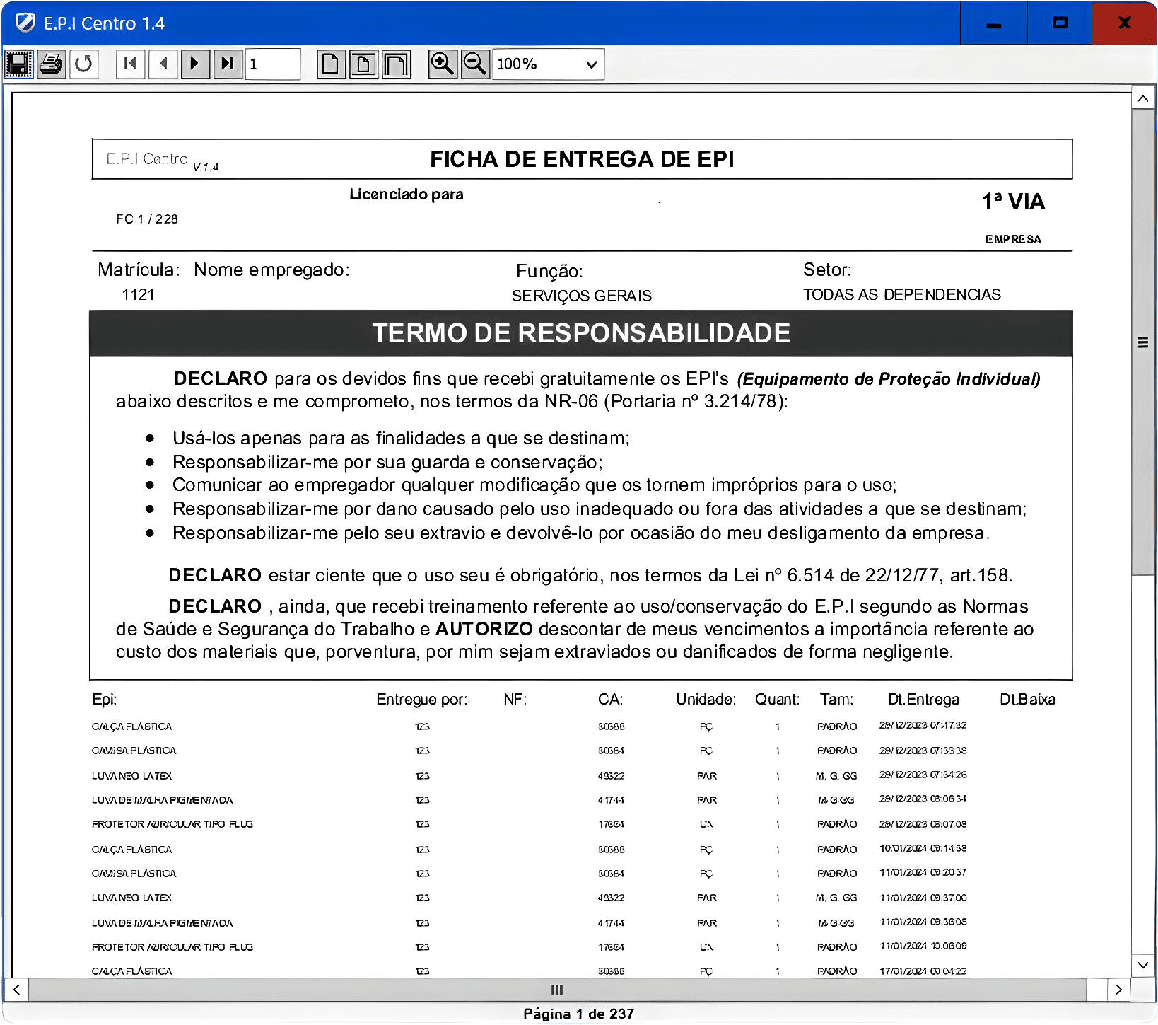 Modelo ficha epi